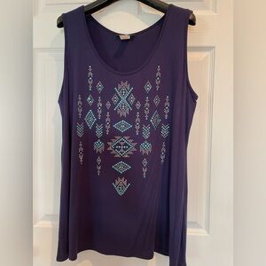 One Nine Tank Navy Embellished